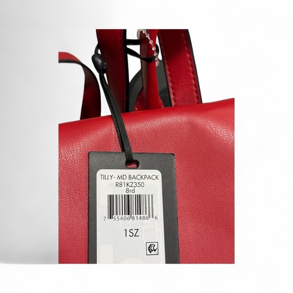 NWT DKNY Tilly Logo Foldover Backpack in cherry red faux leather Brand New main image 8